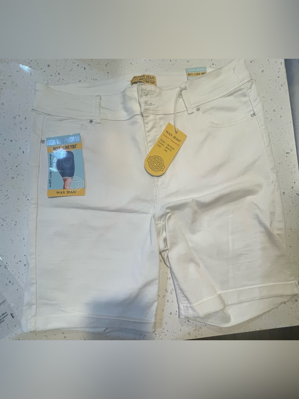 Wax Jean White High-Rise Denim Shorts